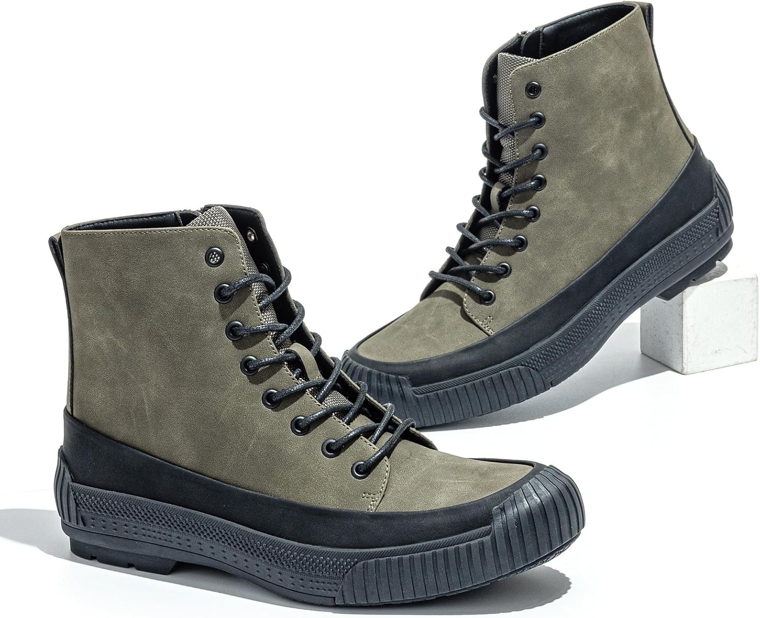 Men's Outdoor Hiking Boots Waterproof High Top Anti Slip Casual Work Boots with Rubber Sole for Trekking, Walking, Travel, Fall Winter